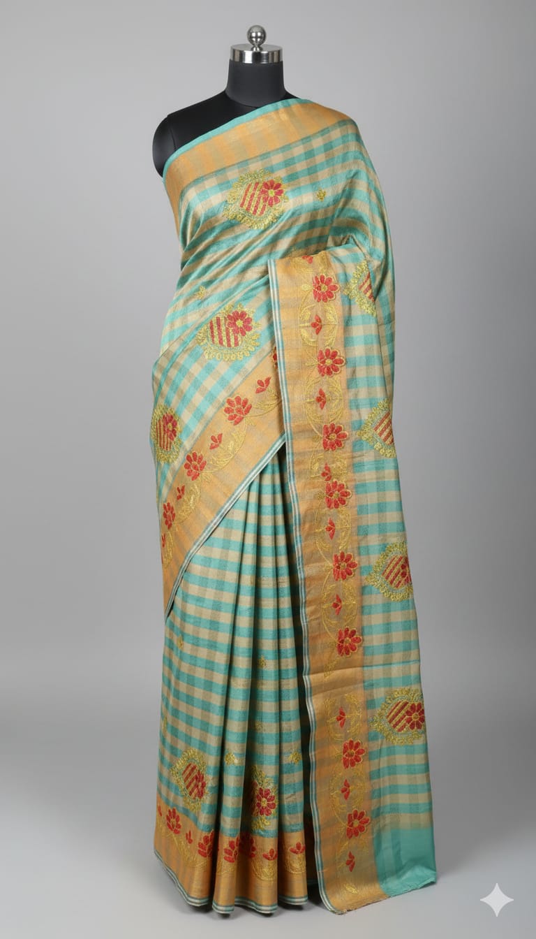 Tissue Silk Saree- Aqua Blue