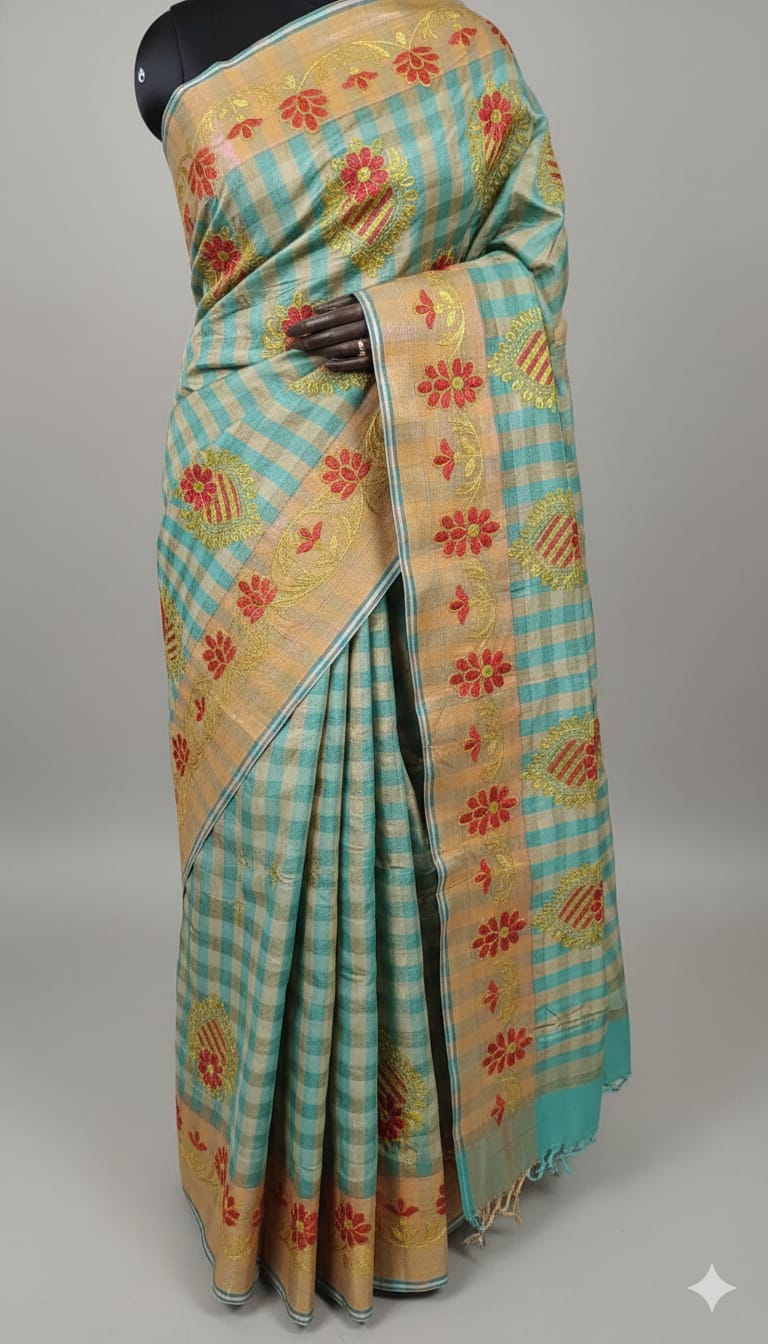 Tissue Silk Saree- Aqua Blue